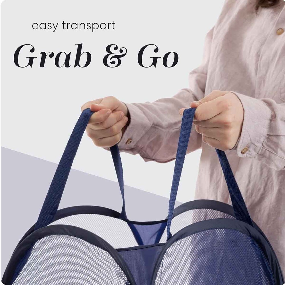 Convenient laundry folding mesh pop-up gift basket (blue | 2-piece set)