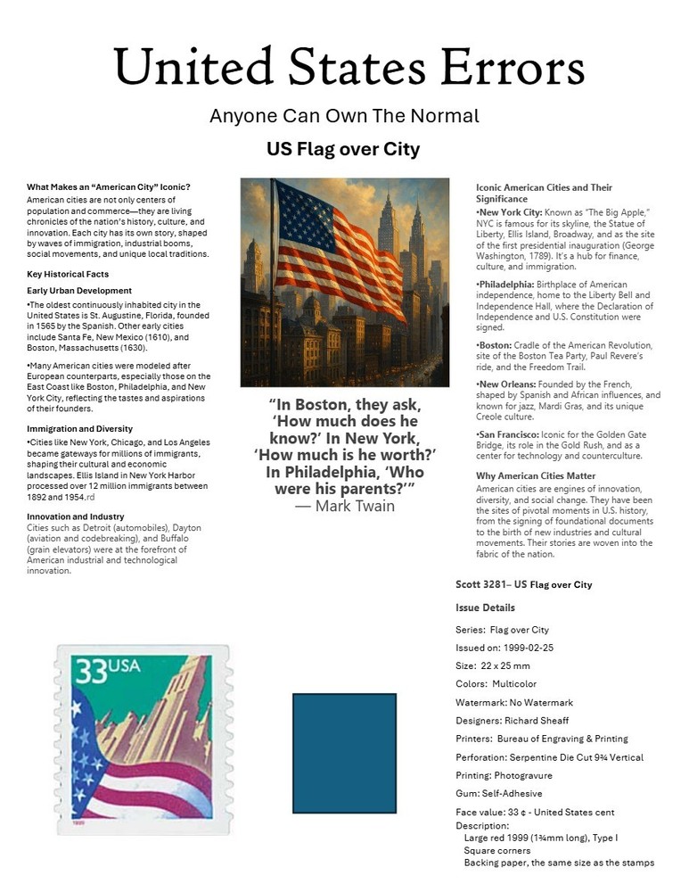 Centsational Custom Presentation Panel For Error SN 3281 - 8.5” X 11”