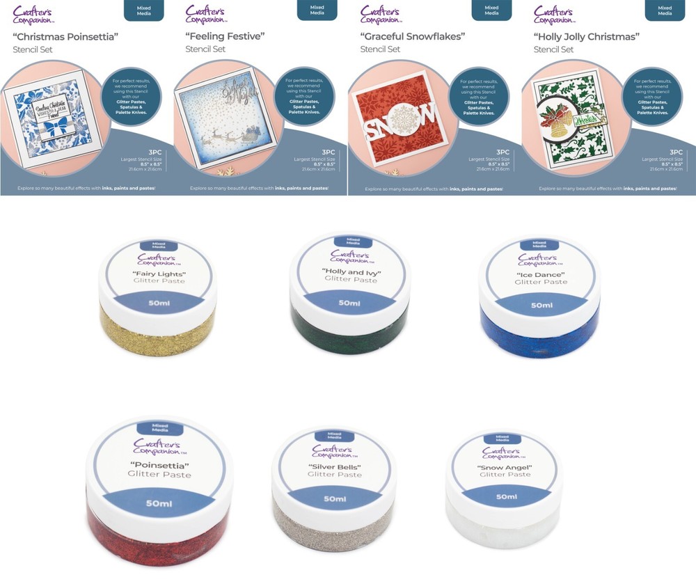 Crafters Companion - Mixed Media Glitter Paste or Stencil