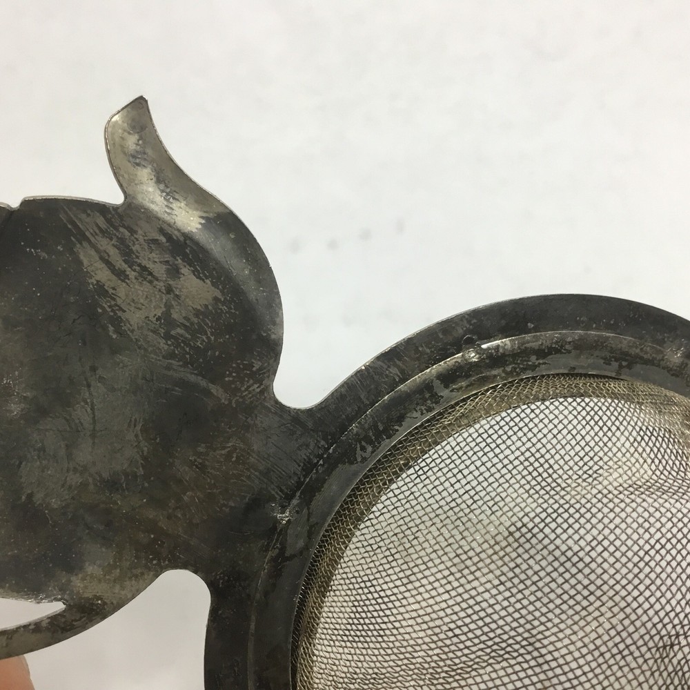 Vintage Silver Plated Tea Strainer Mesh Unmarked 5”