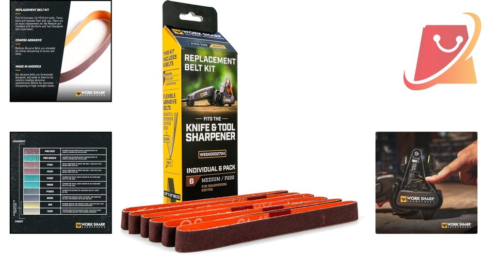 Knife Sharpener Replacement Belts P220 Medium Grit Pack for Kitchen Tools