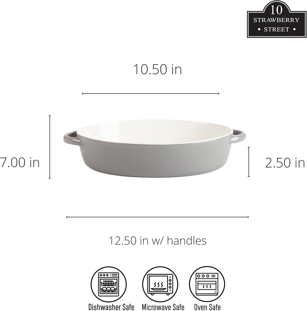 Sienna Oval 13" and 10.5" Bakeware Set, Gray