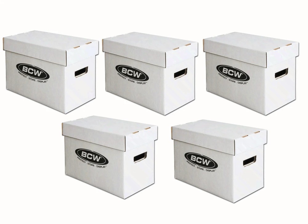 5 BCW Short Comic Book Storage Boxes, Double thickness handles and bottom