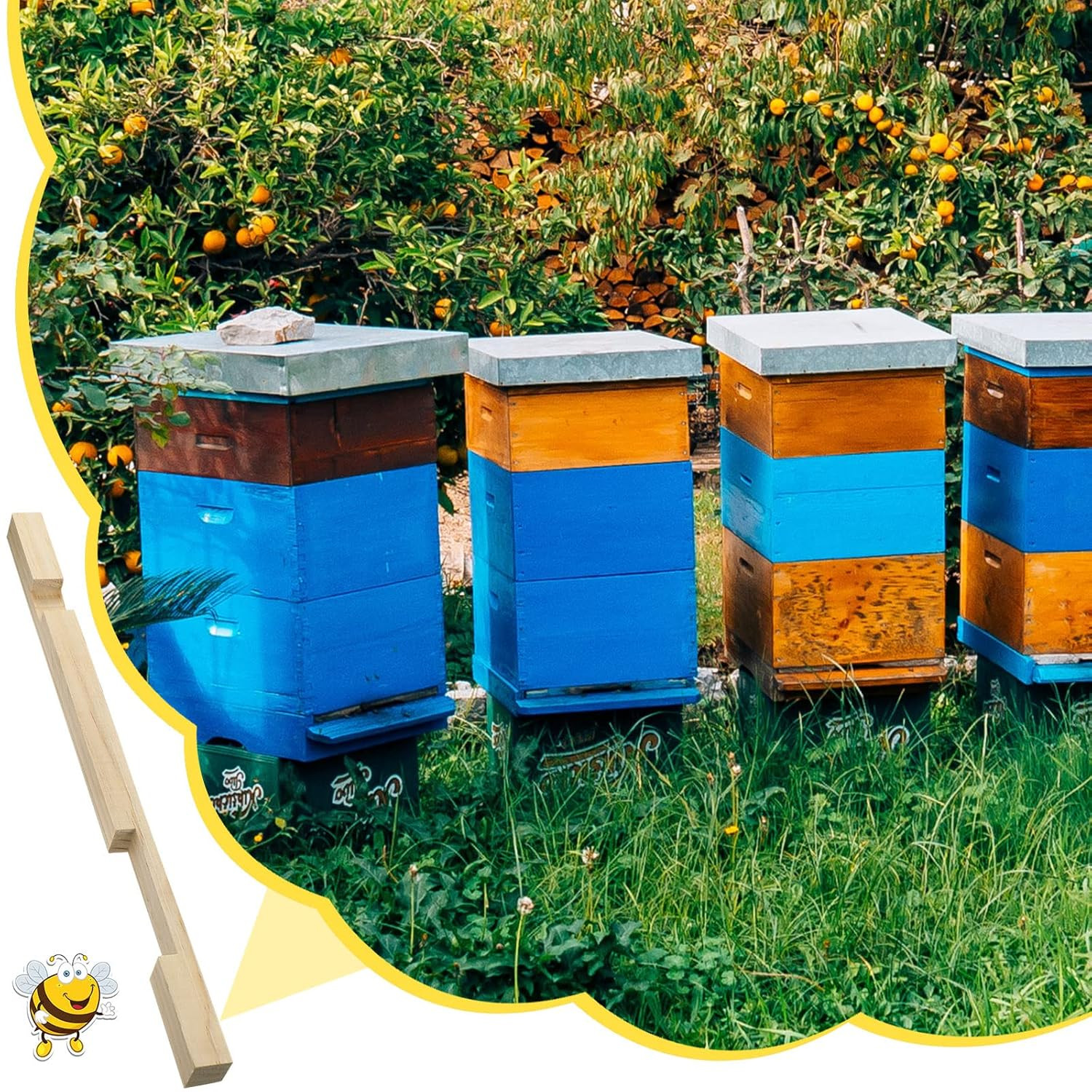 Amyhill 4 Pack Beehive Entrance Reducer 10 Frame Wooden Hive Entrance Reducer fo