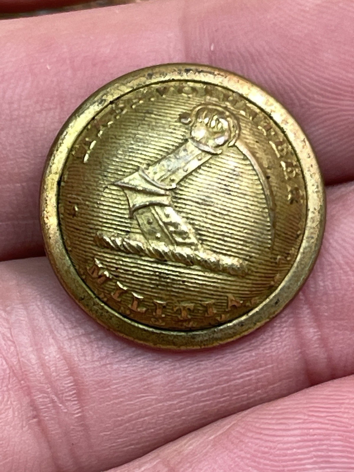 Non Dug Civil War Massachusetts Volunteer Militia Overcoat Button Great Example