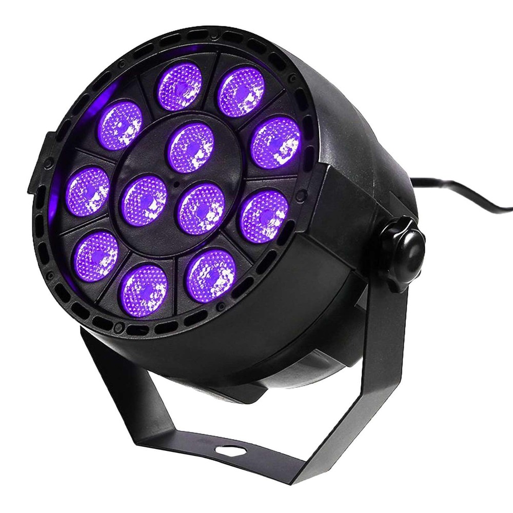 Eliminator Mini Par UV LED Effect Par Lights (2 Pack) + Clamps + Cable