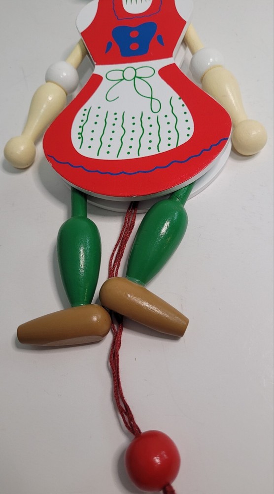 Wooden Pull String Toy Jumping Jack Figure Pull String Marionette