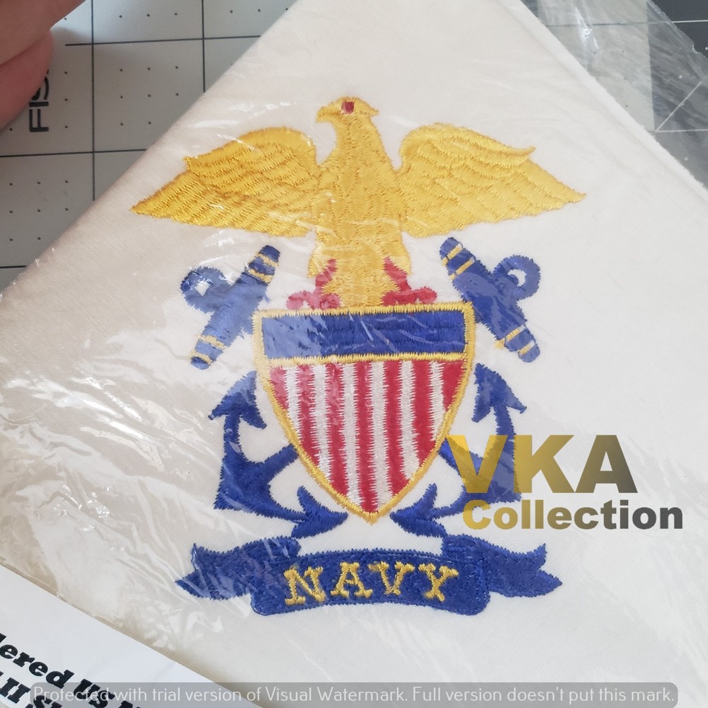 Pristine WWII US Navy Embroidered Ship Table Cloth