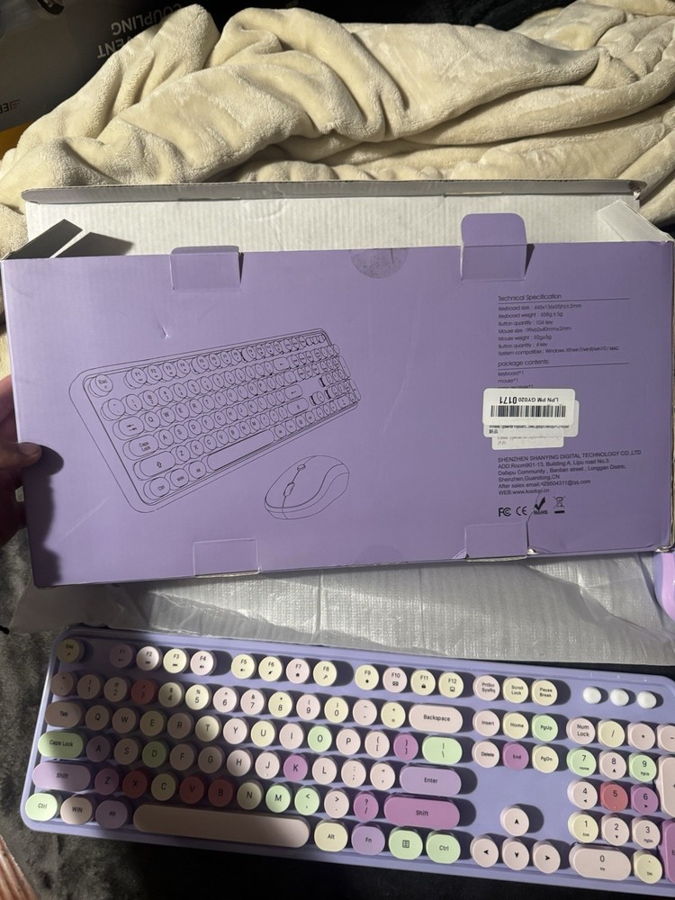 Purple keyboard and mouse