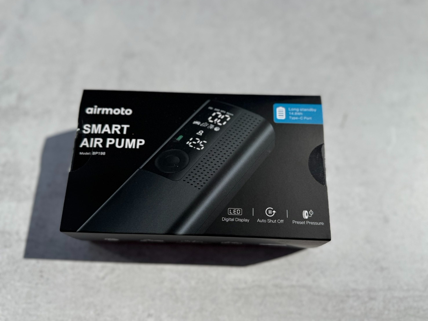 Airmoto Smart Air Pump Model BP198 rechargeable inflator balls bike car tires