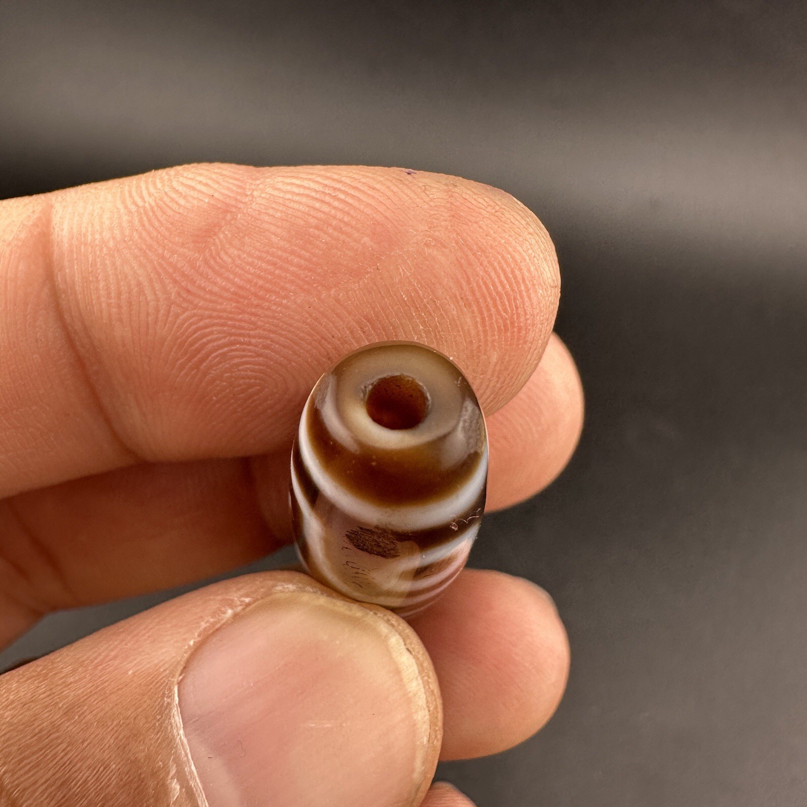 Rare Himalayan Tibetan 3 Eyes Agate Dzi Bead Amulet Rare