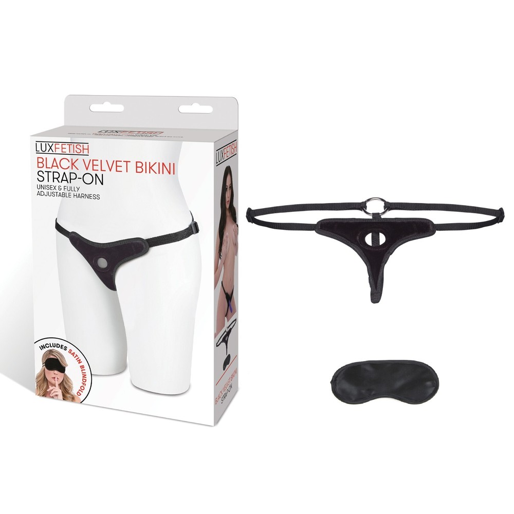 Lux Fetish Velvet Bikini Strap-on Harness Set
