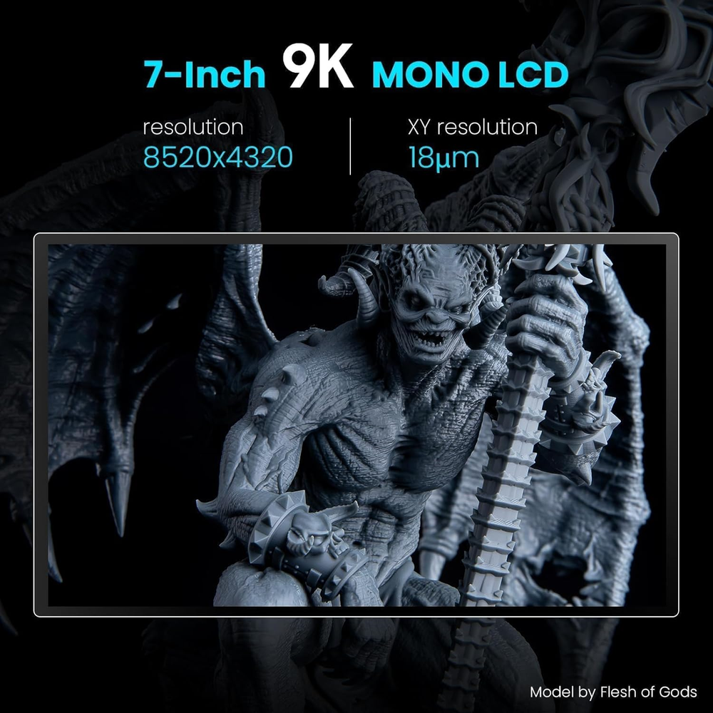 Mars 4 MSLA 3D Printer with 7" 9K Monochrome LCD, UV Resin Photocuring Printer,