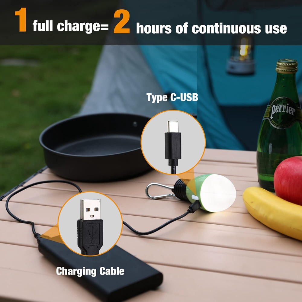 EverBrite Rechargeable Camping LED Bulb 3 Lighting Mode USB LED Tent Light Green