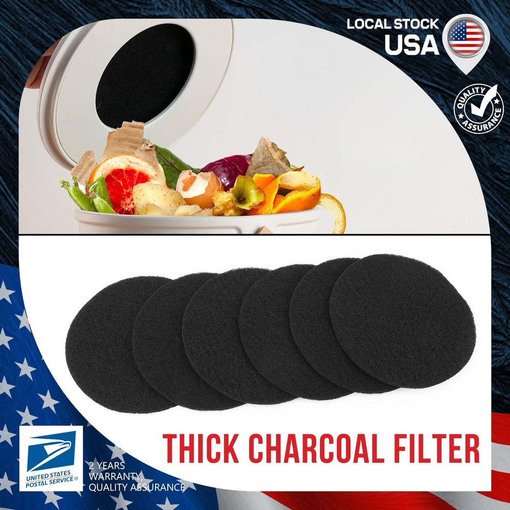 Durable Round Charcoal Filter Extra Thick 0.4" For Kitchen Compost Bin 6.7"