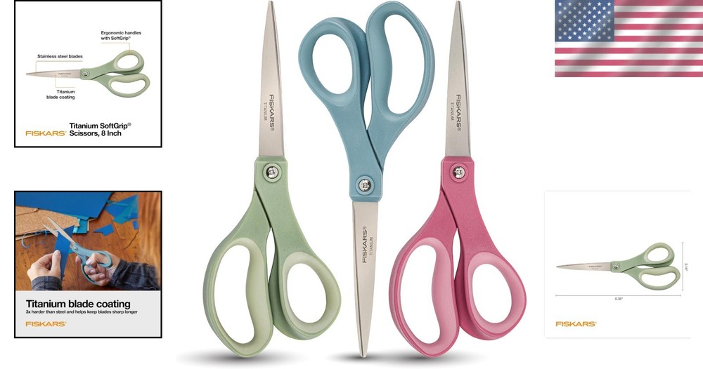Fiskars Softgrip Titanium Scissors - Contoured Performance All Purpose - 8" Tita