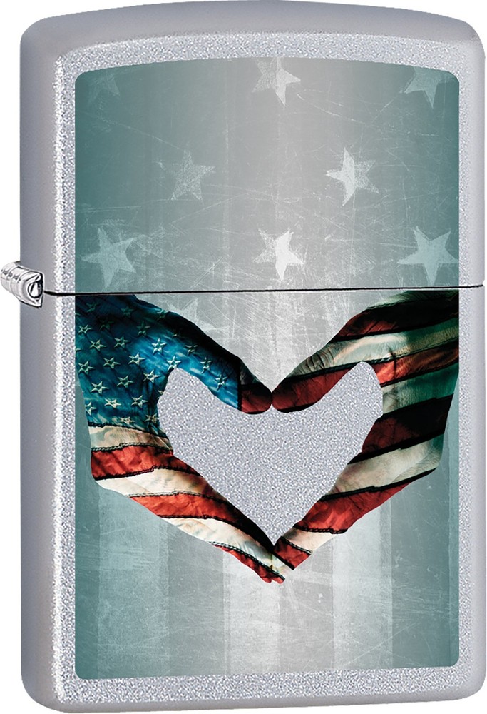 Zippo Lighter - Hands Heart U.S. Flag