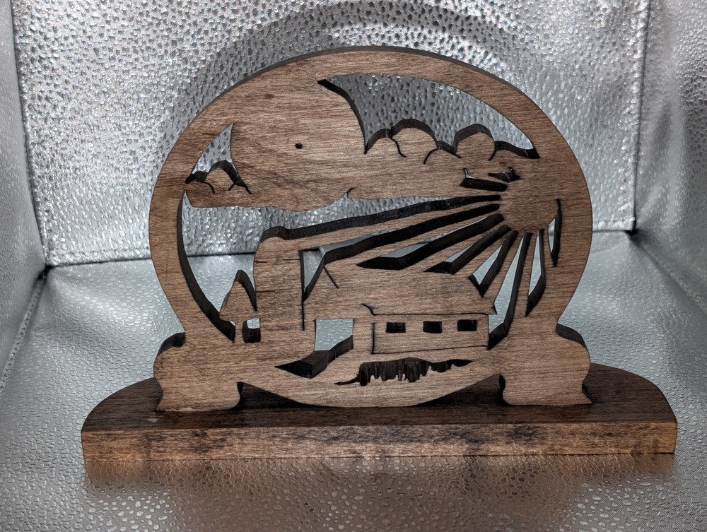 Handmade scrollsawn Wood Farm Clock