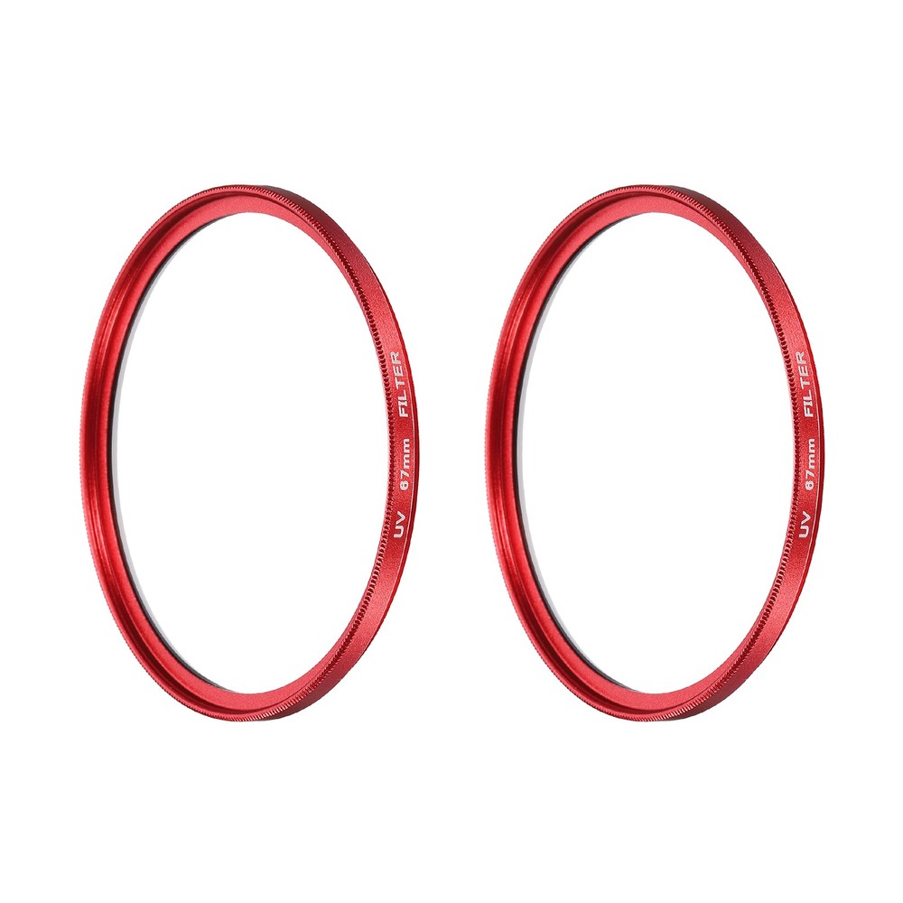 2Pcs 67mm Ultra Slim Lens Filter Multi Coating Camera Len Filter, Red
