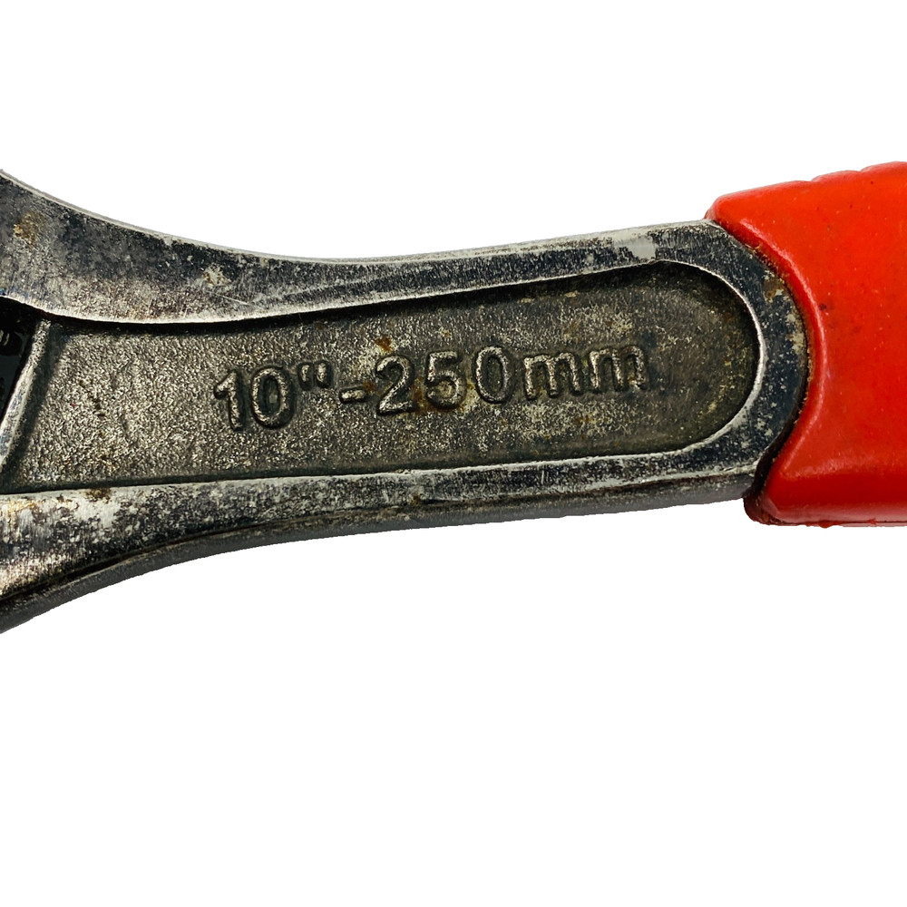 Husky 10 in Adjustable Wrench Hand Tool, Red Handle