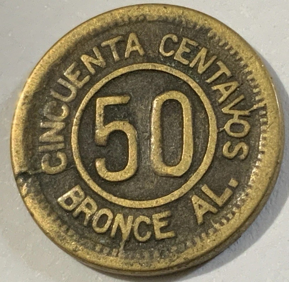 1922 GUATEMALA 50 CENTAVOS KM-232.1. Mint Errors