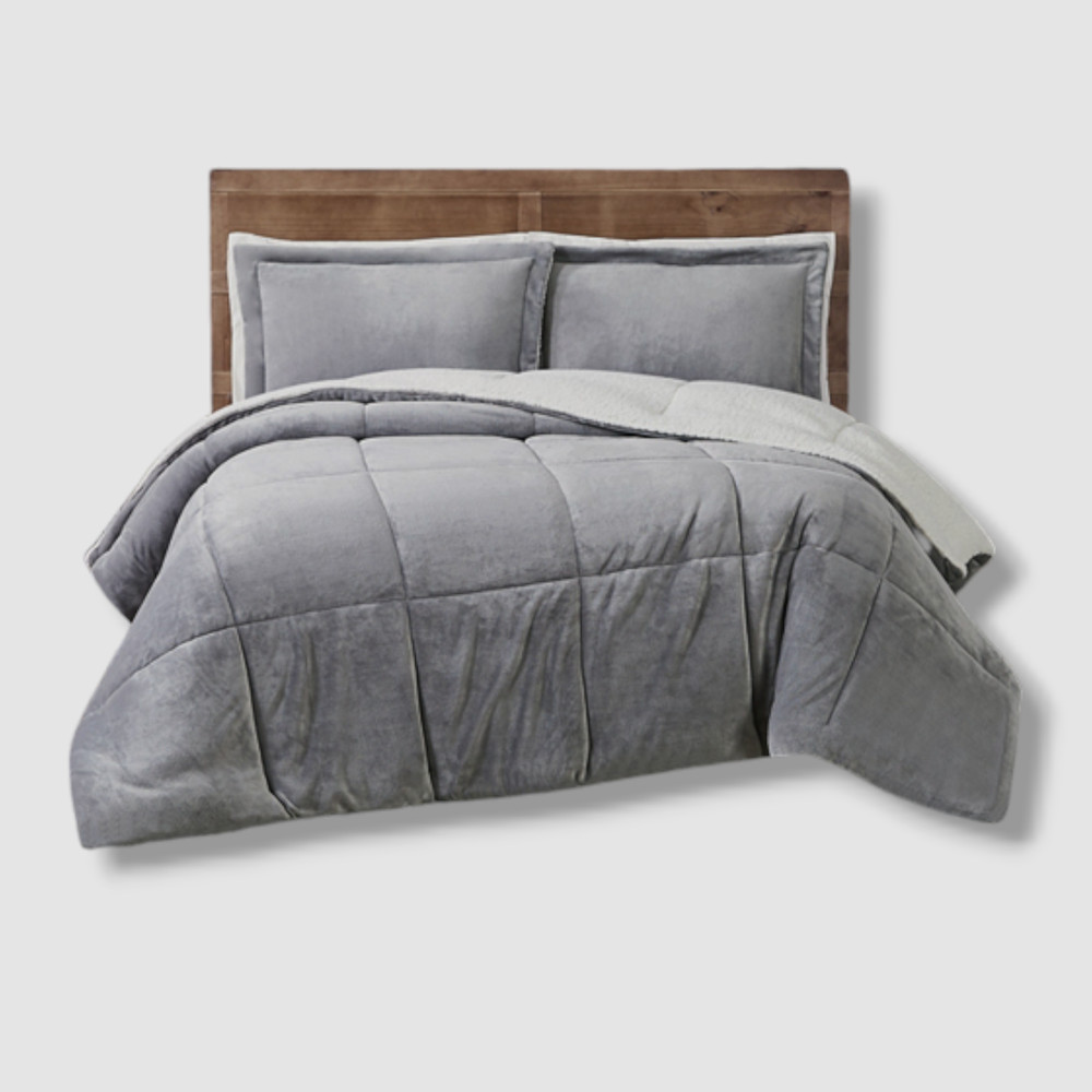 Truly Soft Gray Cuddle Warmth Full/Queen Comforter Set