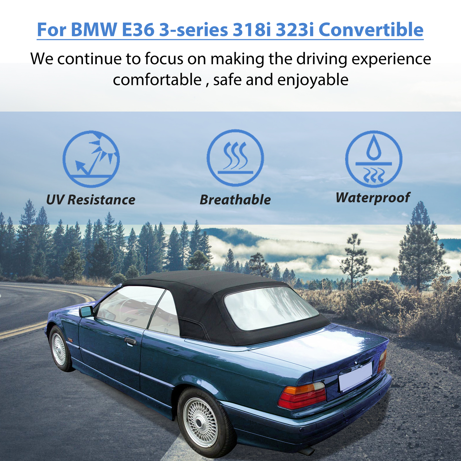 Convertible Soft Top w/Window for 1994-1999 BMW E36 318i 323i 325i 328i M3 Black