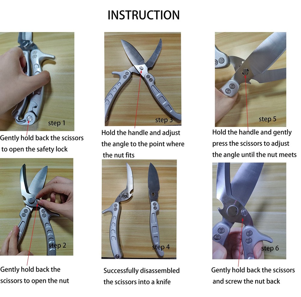Heavy Duty Kitchen Shears Spring Loaded Poultry Shears Stainless Steel Chef S...