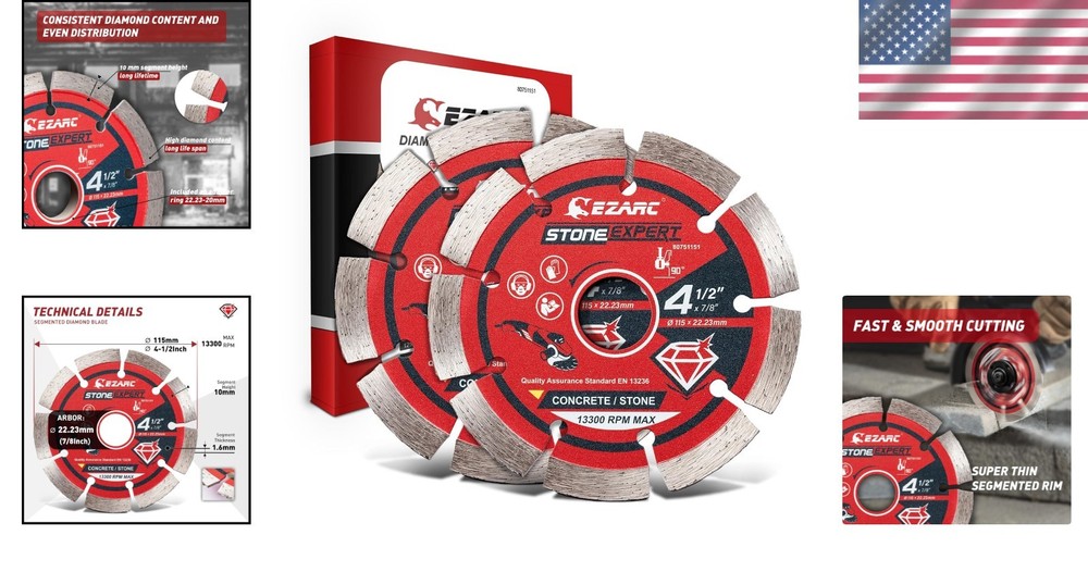 Stone Master 4.5" Segmented Diamond Blade – Fast, Precise Cutting for Masonry...