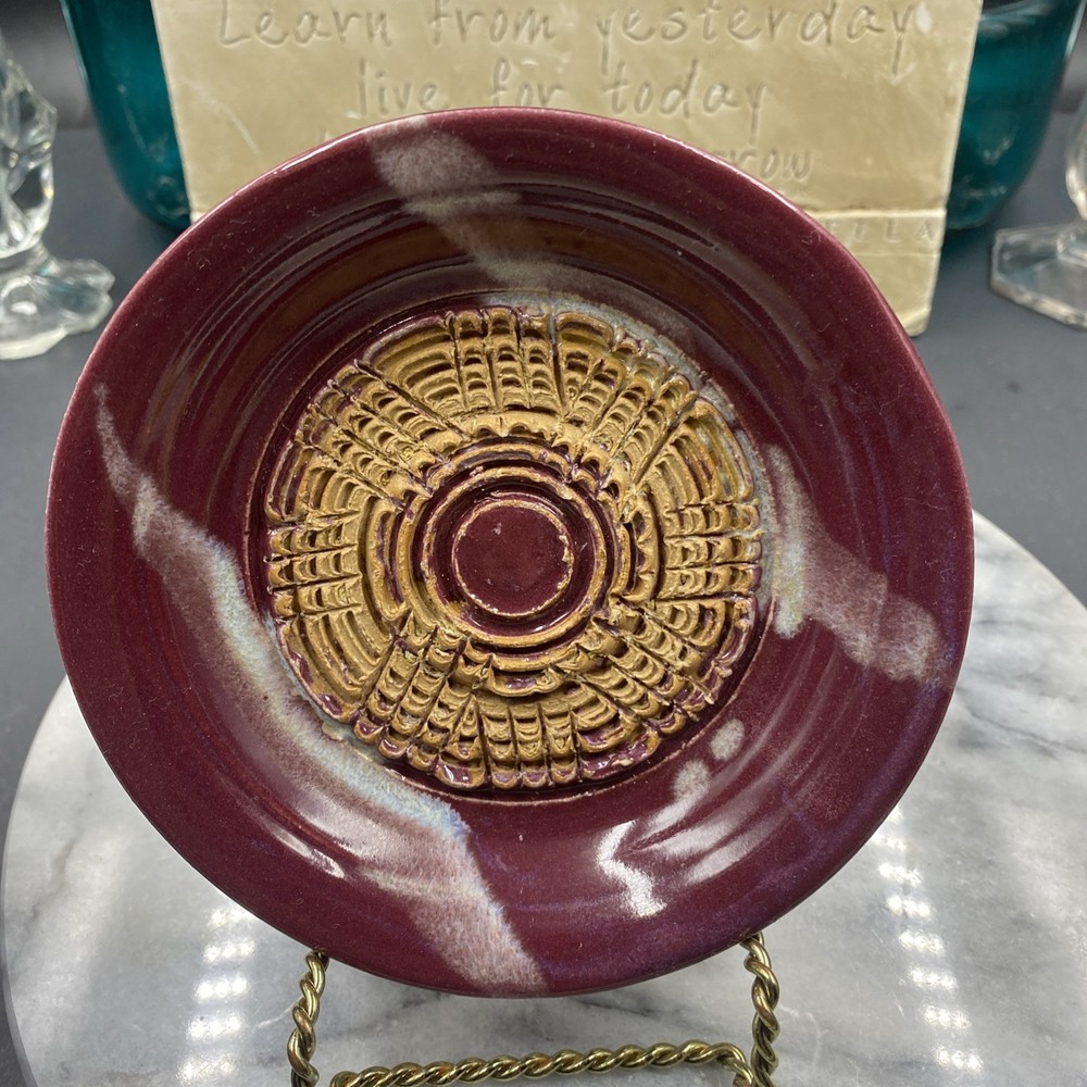 Ceramic Garlic Grater Zester Plate Signed