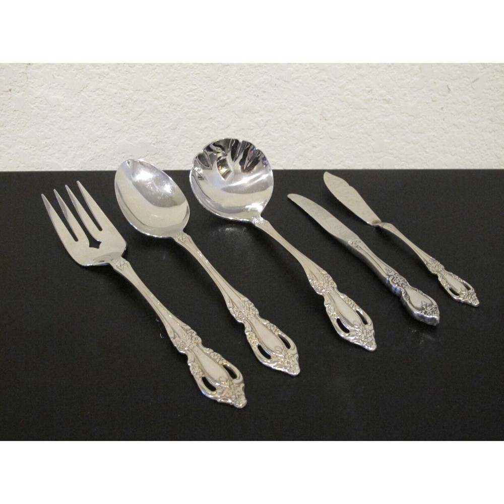(5) Pc. Oneida Raphael (Stainless) Serving Spoon, Meat Fork, Butter & Mini Knife