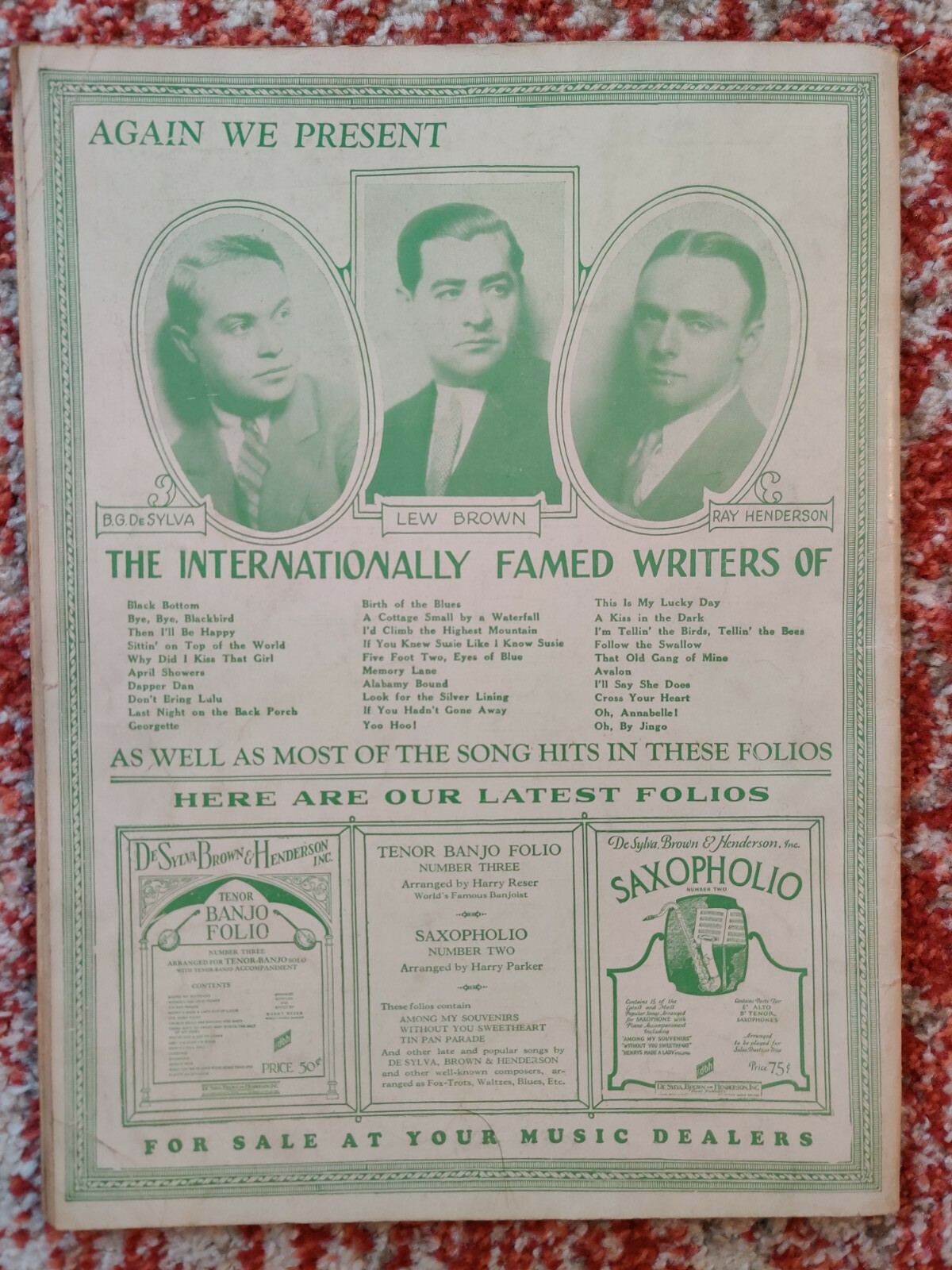 1927 Supreme Dance Folio for Piano No 2 Ukulele Arrangement Sheet Music Vintage