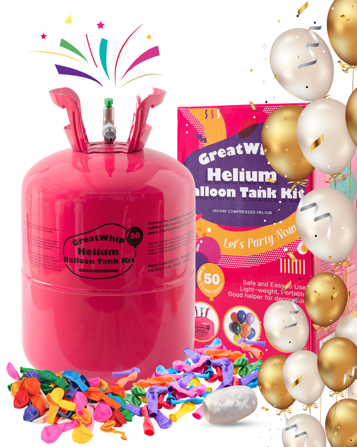 Helium Tank Balloon Pump Kit 13L (50 Balloons) for Party Wedding Supplies