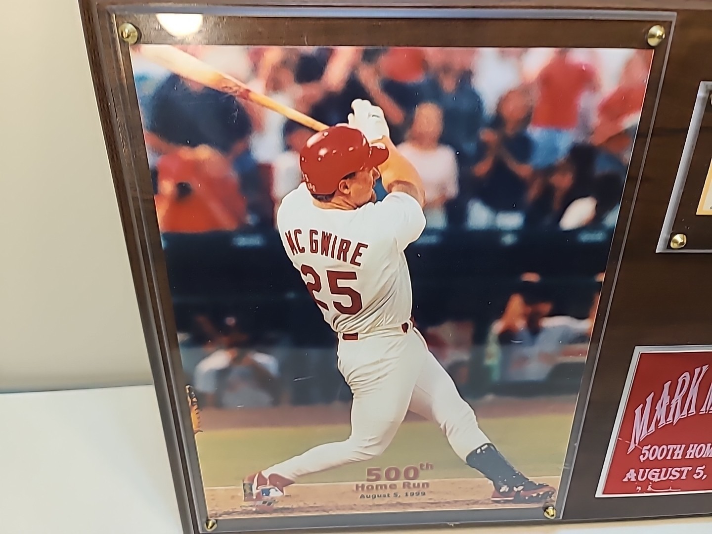 Mark McGwire 500th Home Run Display Plaque – Vintage MLB Collectible