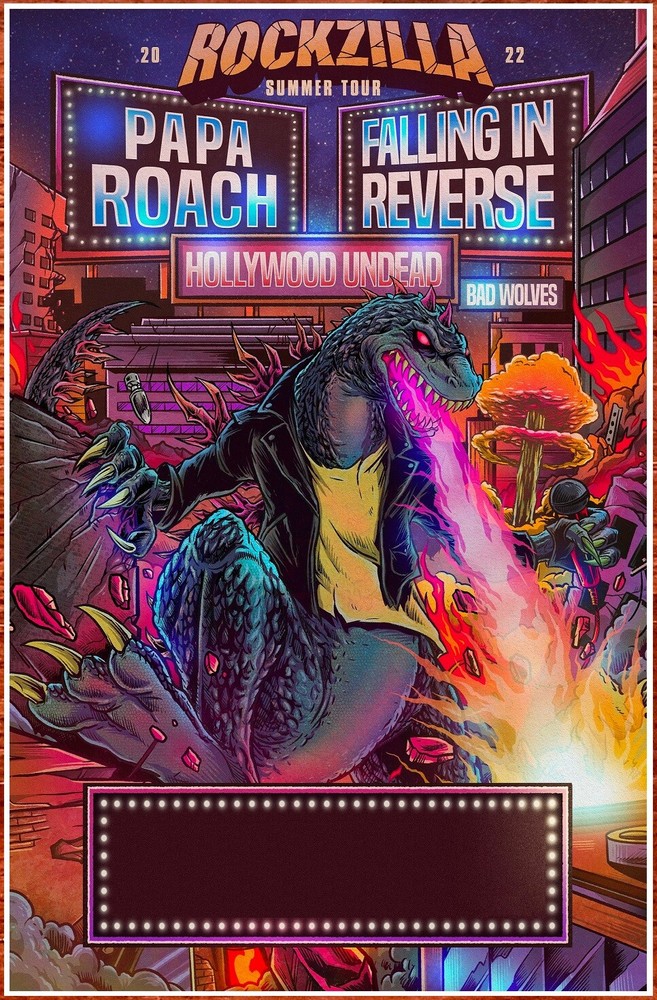 PAPA ROACH | FALLING IN REVERSE | HOLLYWOOD UNDEAD Tour 2022 Ltd Ed RARE Poster