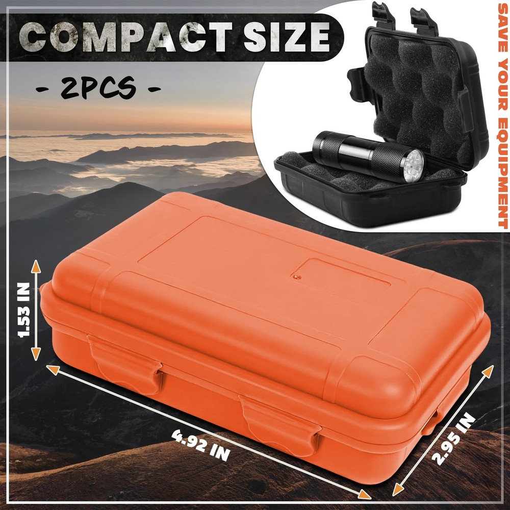 2 Pcs Small Waterproof Box – Compact Size, 2 PCS - Black & Orange