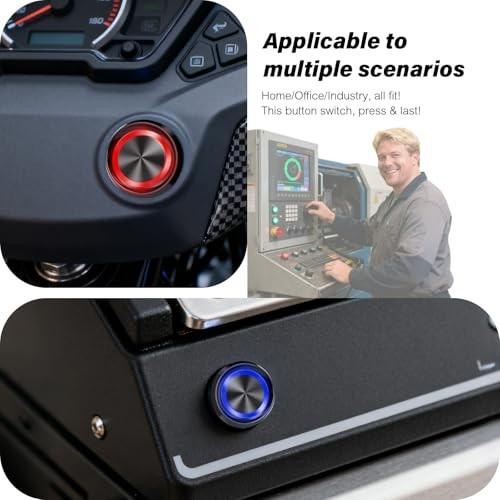 15Amp Push Button Switch，(0.63") 12V-24V Latching Push Button Switch 16mm Blue