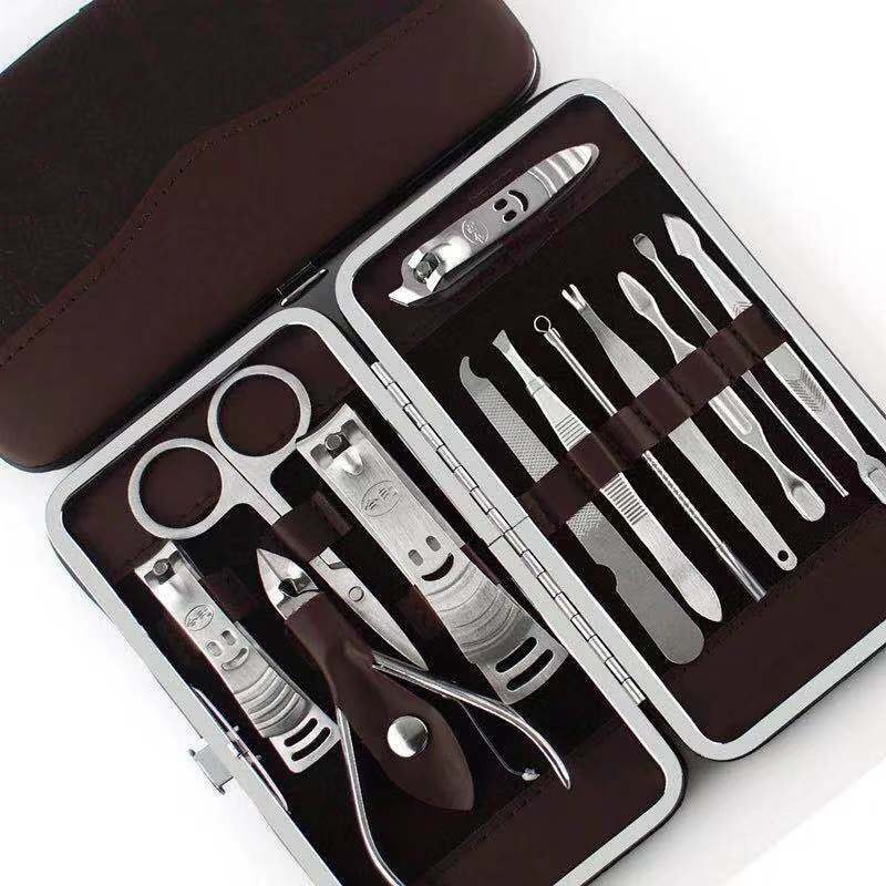 12PCS Pedicure / Manicure Set Nail Clippers Cleaner Cuticle Grooming Kit Case