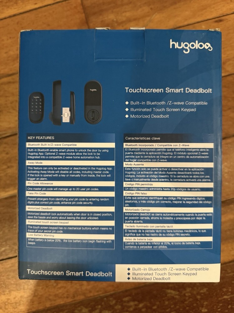 Hugoloo Touchscreen Smart Deadbolt Keypad Bluetooth Model HU04-ORB