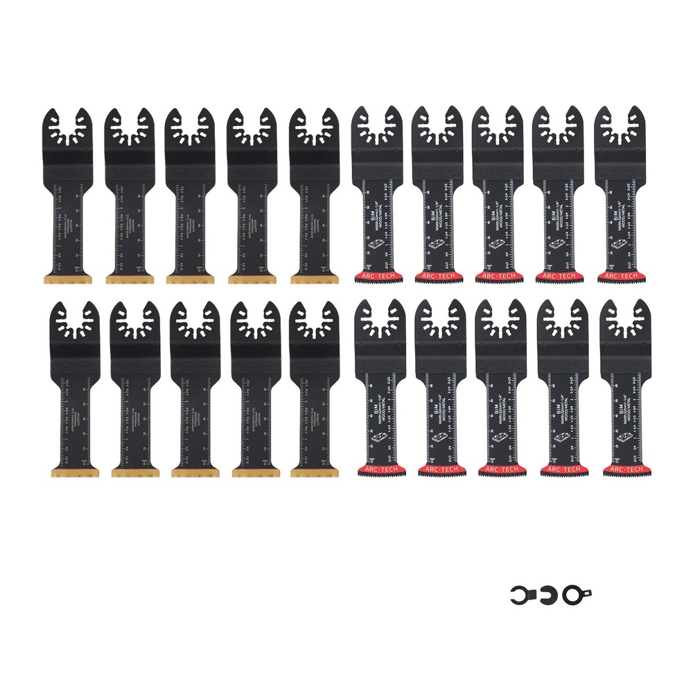 20 Pcs Extra Long Titanium Oscillating Tool Blades Curved Edge Multitool Blades