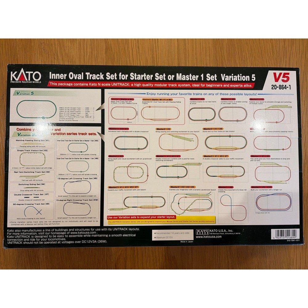 KATO 20-864 N Scale Inner Oval Set Variation V5 Inside Loop Track