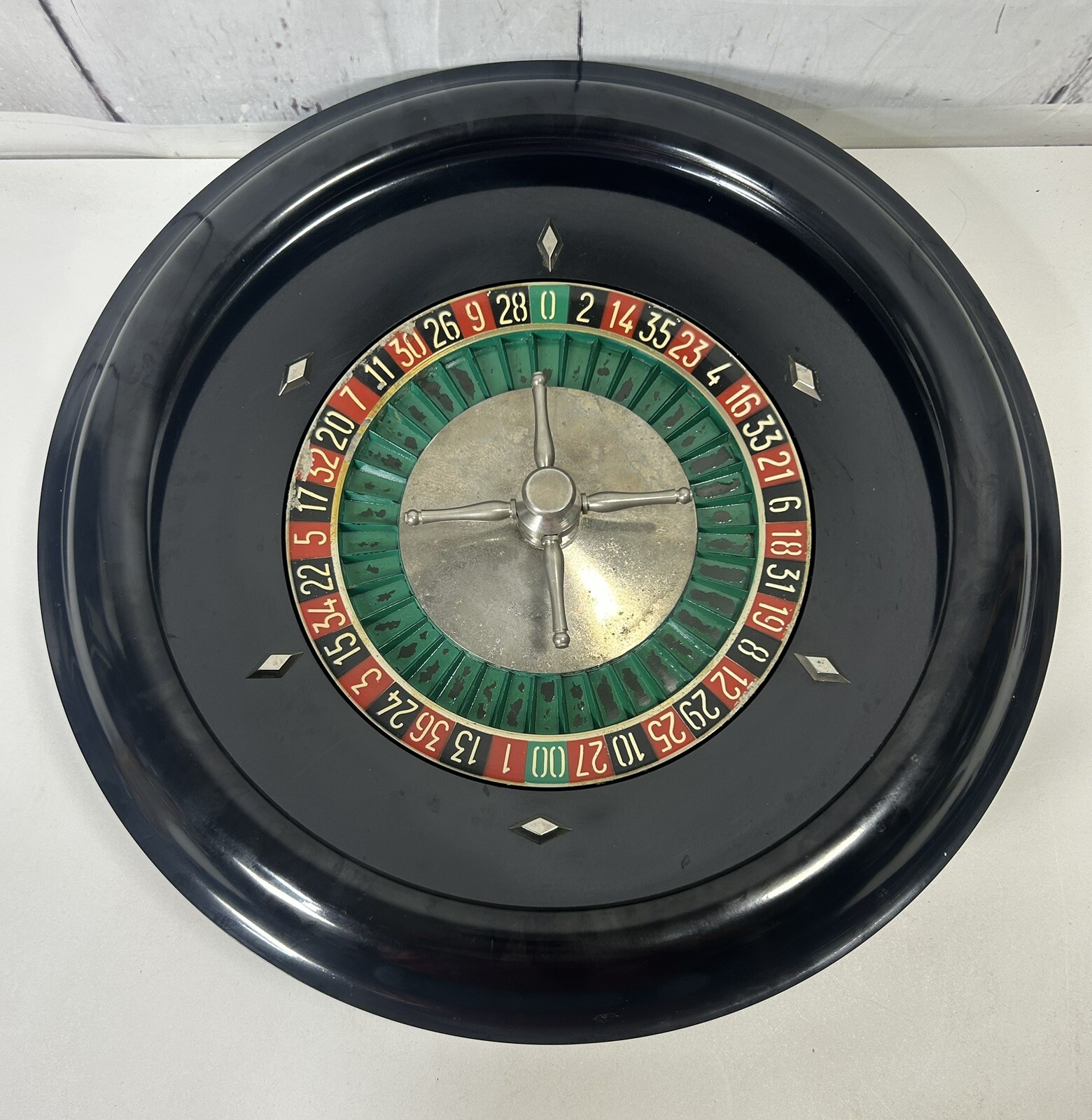 VINTAGE TABLETOP ROULETTE WHEEL ANTIQUE GAMBLING GAMING CASINO MADE FRANCE VIDEO