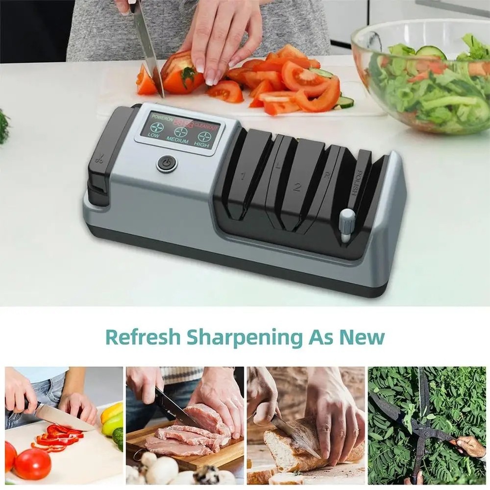 5 in 1 Electric Knife Sharpener-3 Rotational Speed Adjustable Knife Sharpener