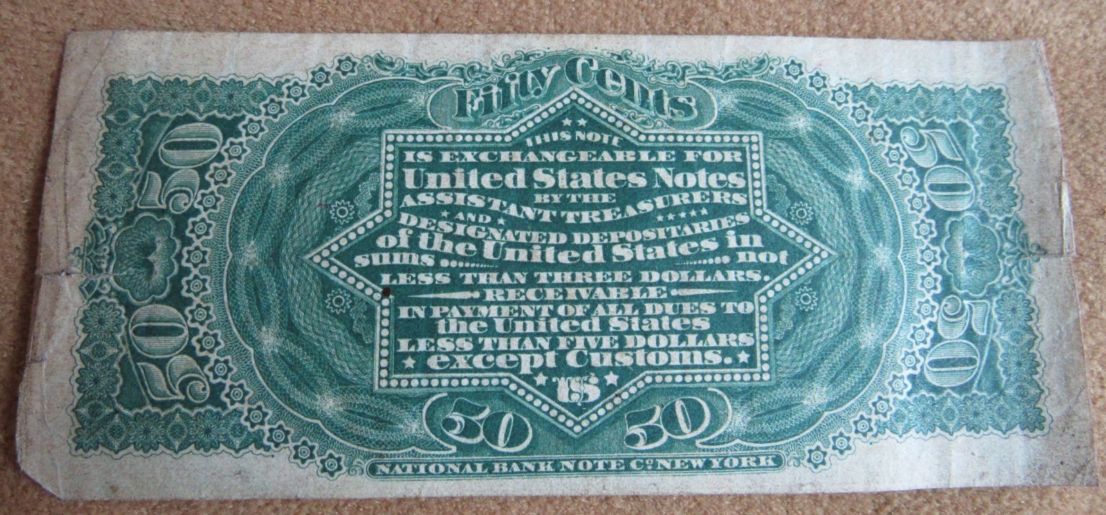 Civil War 1863 US Fractional Currency Note Abe Lincoln Fifty Cents 50