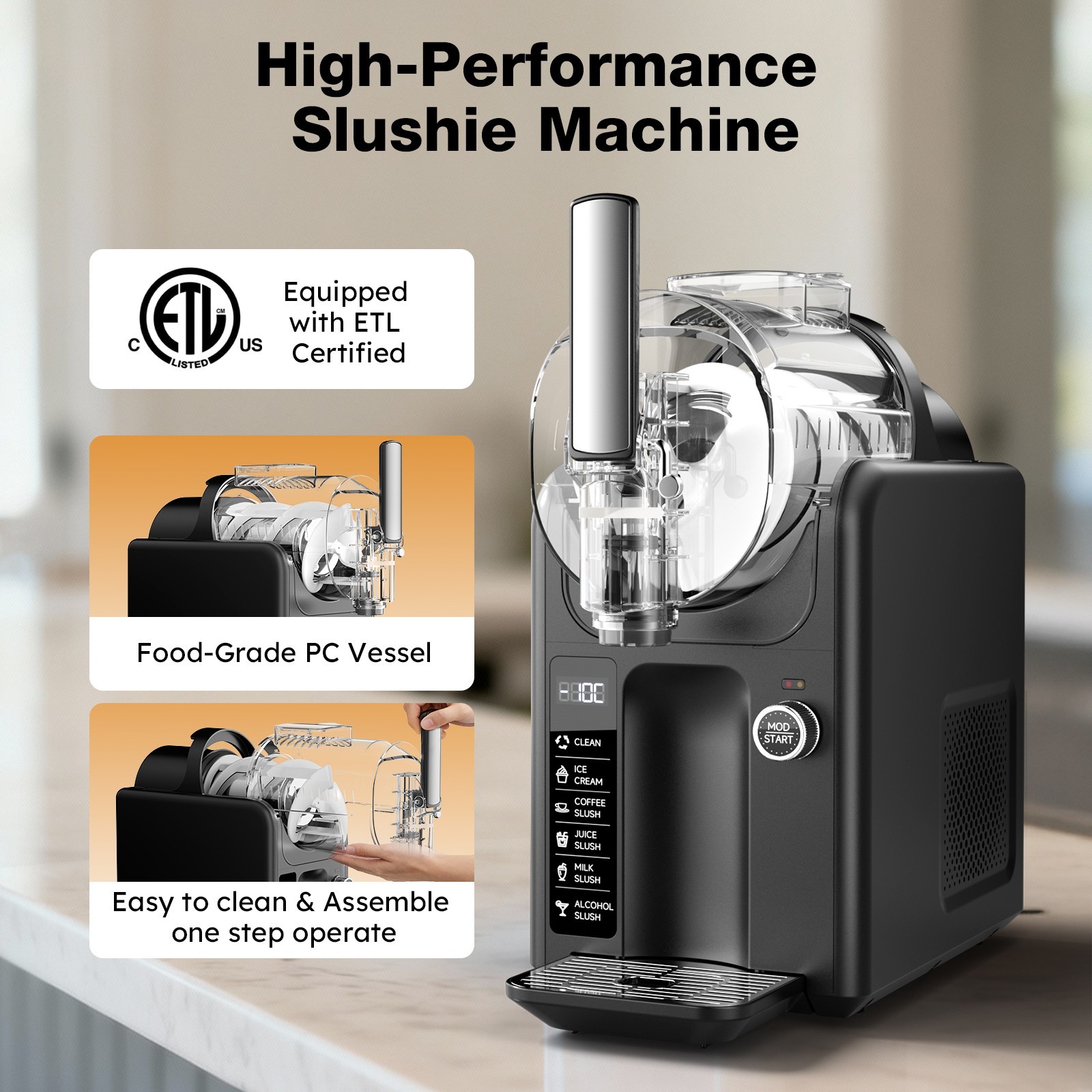 85oz Slushie Machine Margarita Smoothie Frozen Drink Slushy and Ice Cream Maker