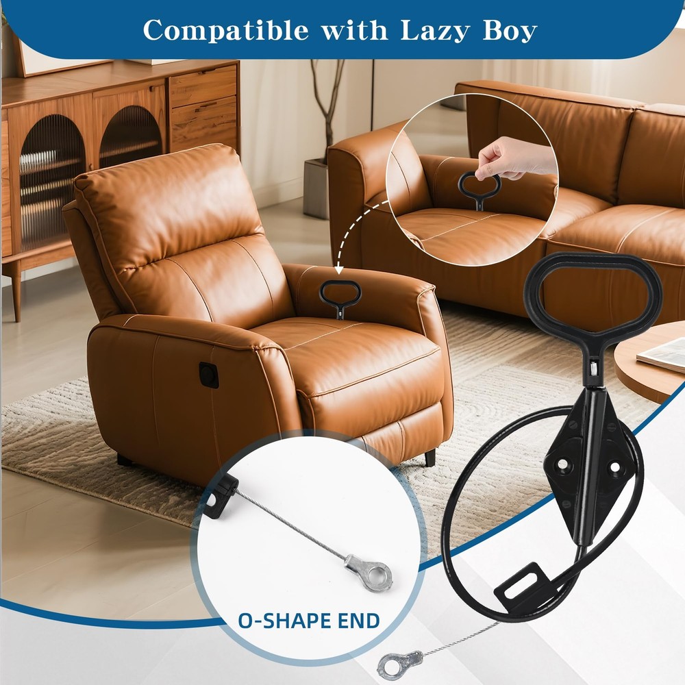 Recliner Pull Handle Replacement D-Ring Release Cable for Lazy Boy Sofas - 22...