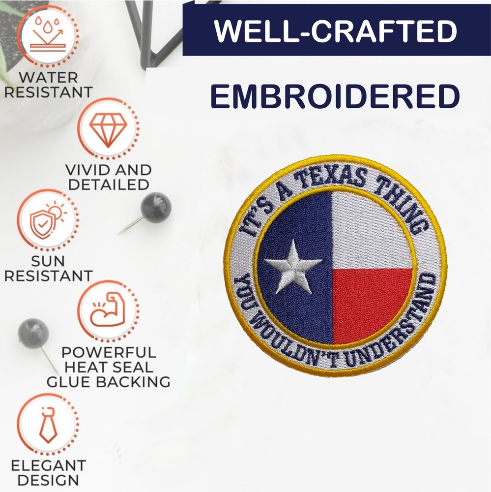 Texas State Flag with Quote Iron On Patch - Sew Patch - Embroidered Patch