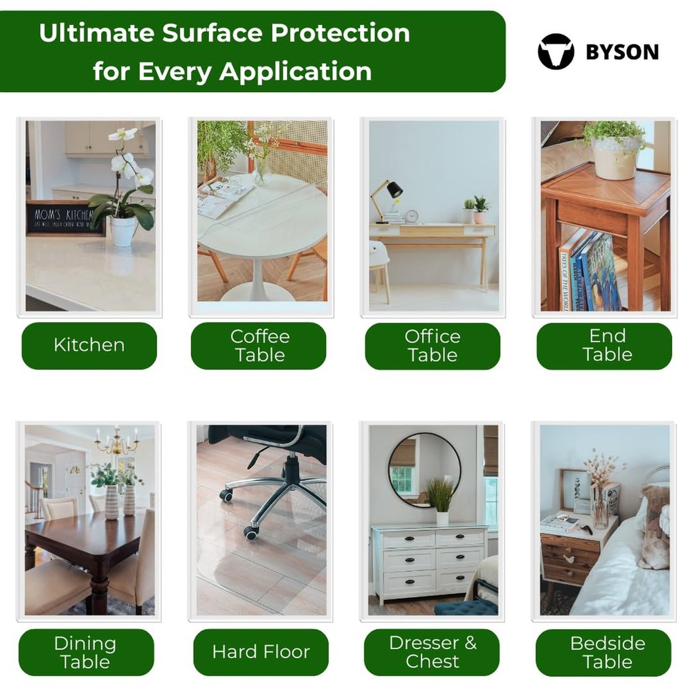 Byson Clear Dining Table Protector – PVC Table Cover Protector for Dining