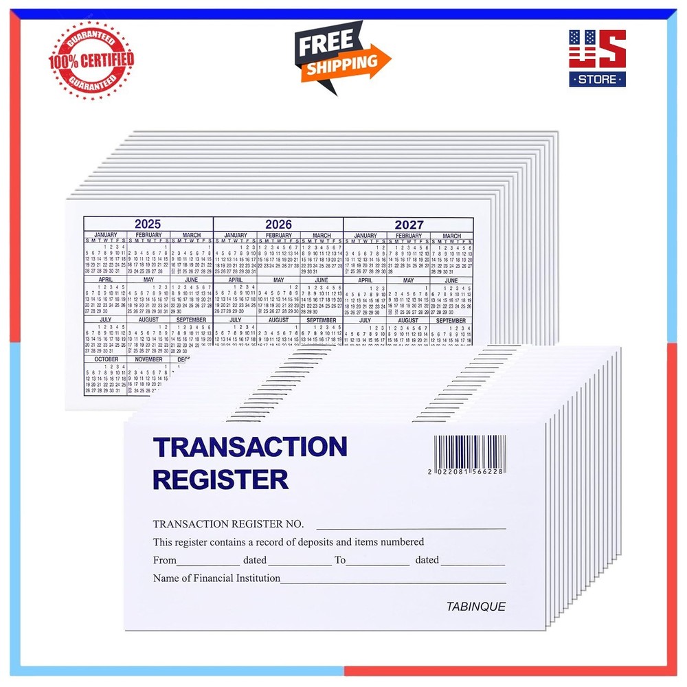 24 Pack Personal Checkbook Registers with Easy-Read Layout