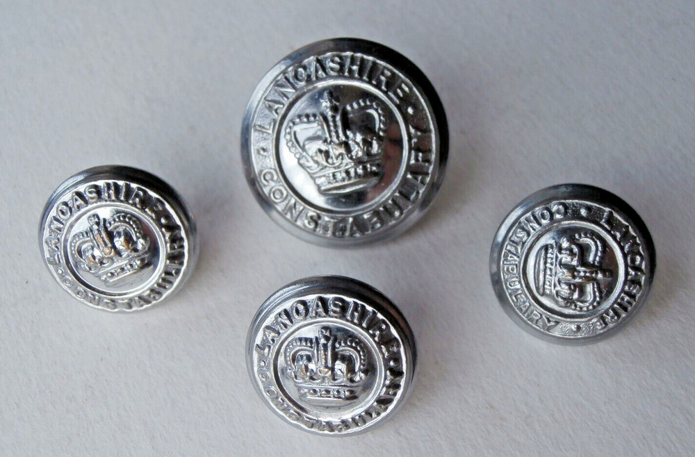 4 Obsolete Lancashire Constabulary Uniform Buttons
